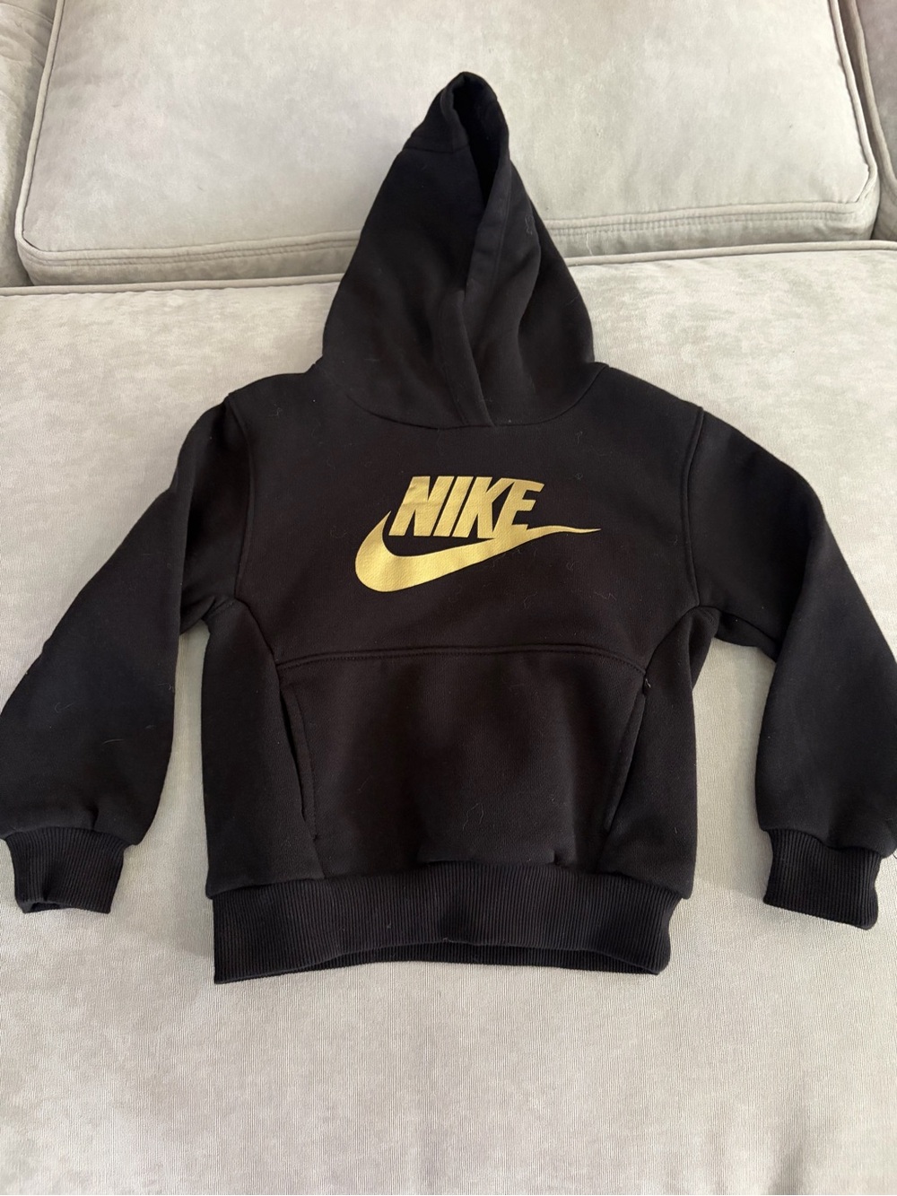 Nike Toddler Black Hoodie with Gold Swoosh